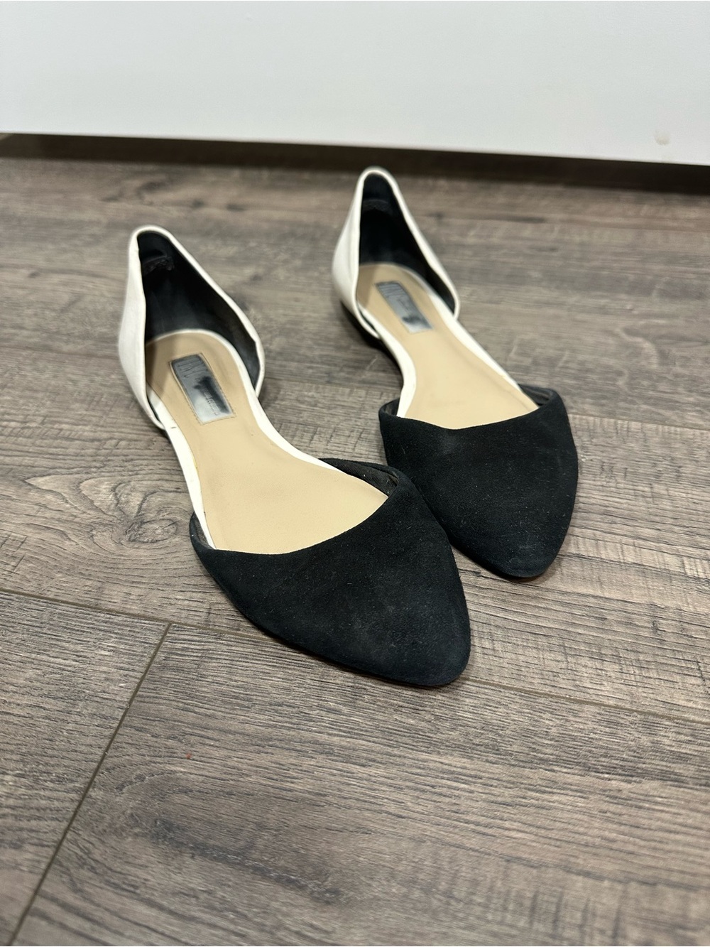 INC International Concepts Black and White Pointed D'Orsay Flats